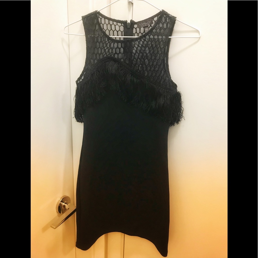 Topshop great Gatsby stretch fringe flapper dress